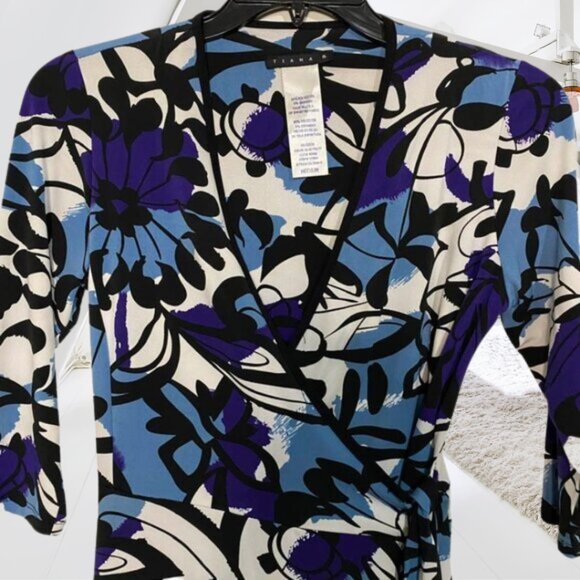 Tiana B. Floral Wrap Dress | Size M | 3/4 Sleeve True Wrap – Effortlessly Chic - Picture 6 of 16